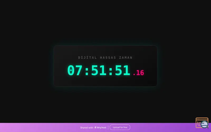 Screenshot of Hassas Dijital Saat, a launch using Tiiny Host