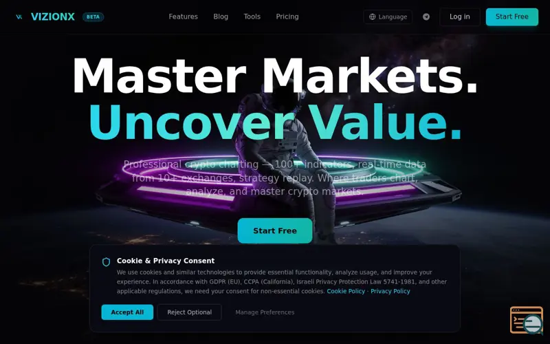 Screenshot of VizionX, a launch using Bybit