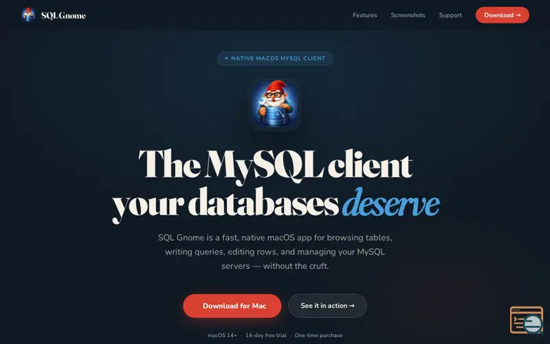 Screenshot of SQL Gnome