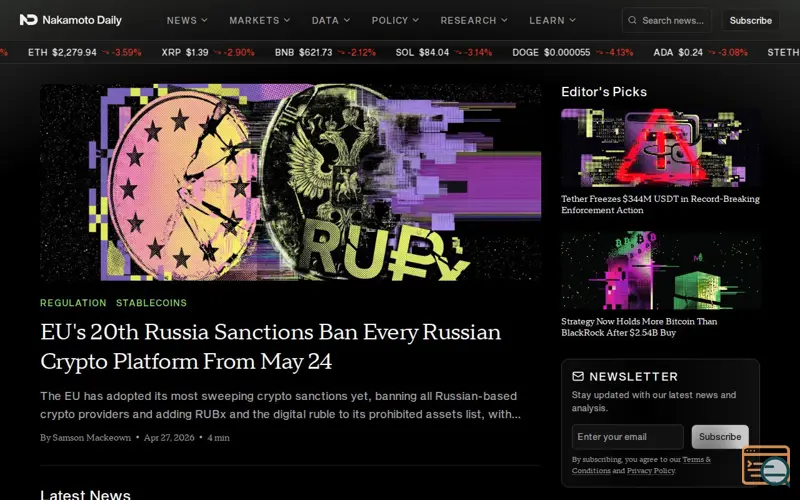 Screenshot of Nakamoto Daily
