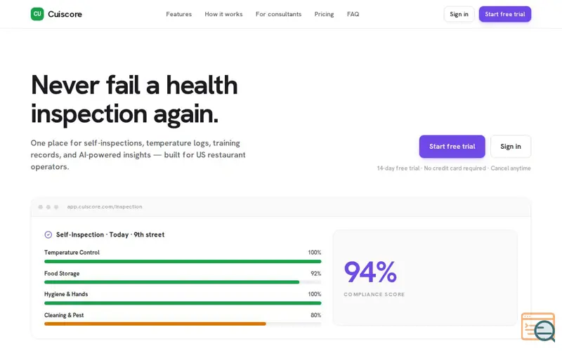 Screenshot of Cuiscore: Restaurant Health Compliance