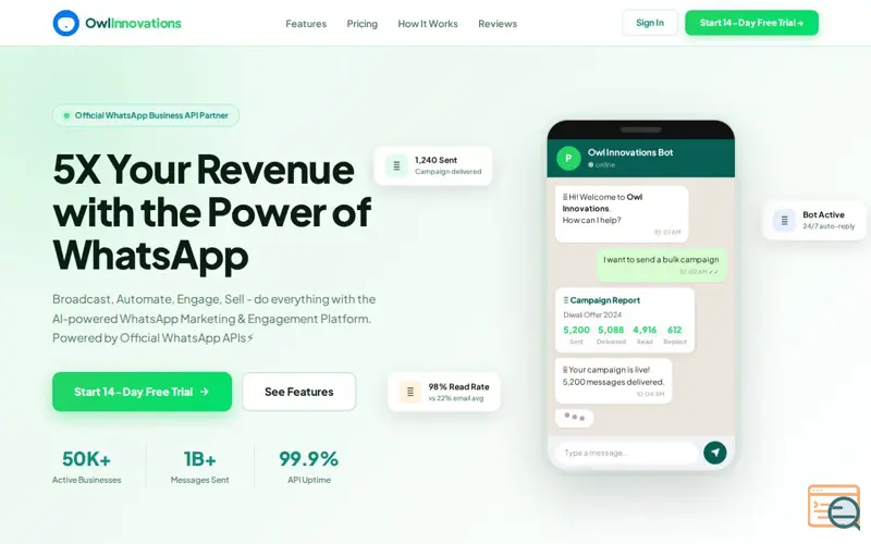 Screenshot of Owl Innovations WhatsApp API