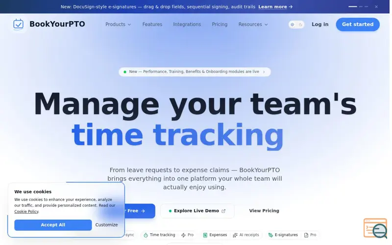 Screenshot of BookYourPTO