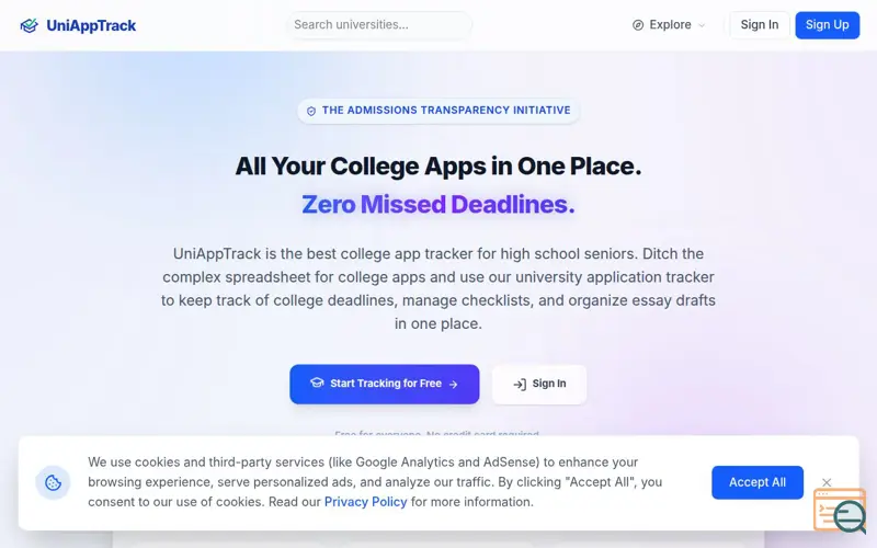 Screenshot of UniAppTrack