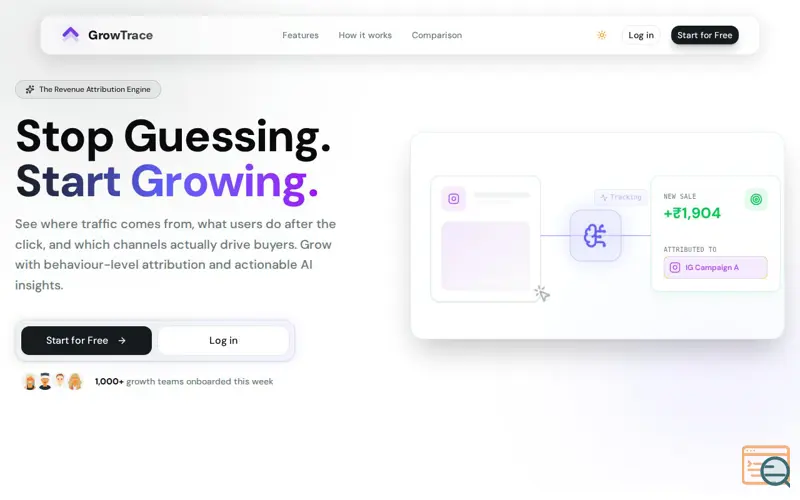 Screenshot of GrowTrace