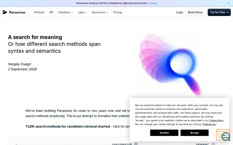 Screenshot of Parsewise