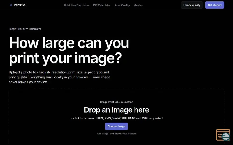 Screenshot of PrintPixel Tool