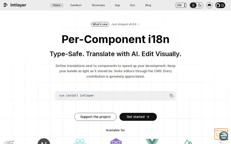 Screenshot of Multilingual CMS & TMS & Visual Editor, a launch using GitHub