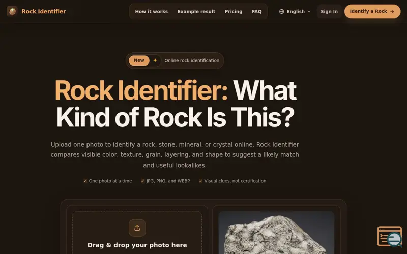Screenshot of Rock Identifier