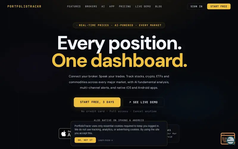 Screenshot of PortfolioTrackr
