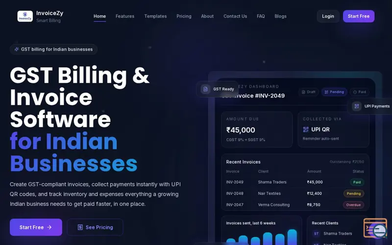 Screenshot of Invoicezy