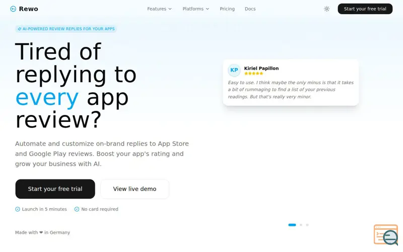 Screenshot of Rewo