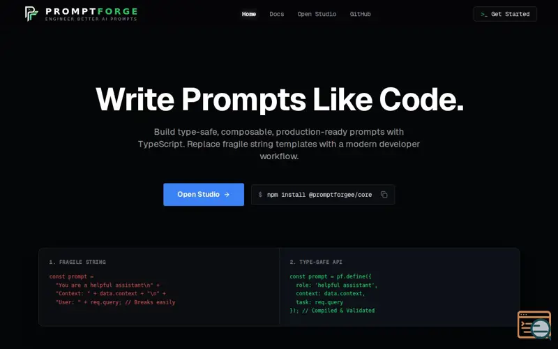 Screenshot of PromptForge
