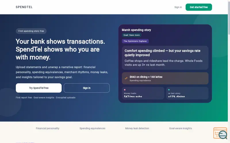 Screenshot of SpendTel