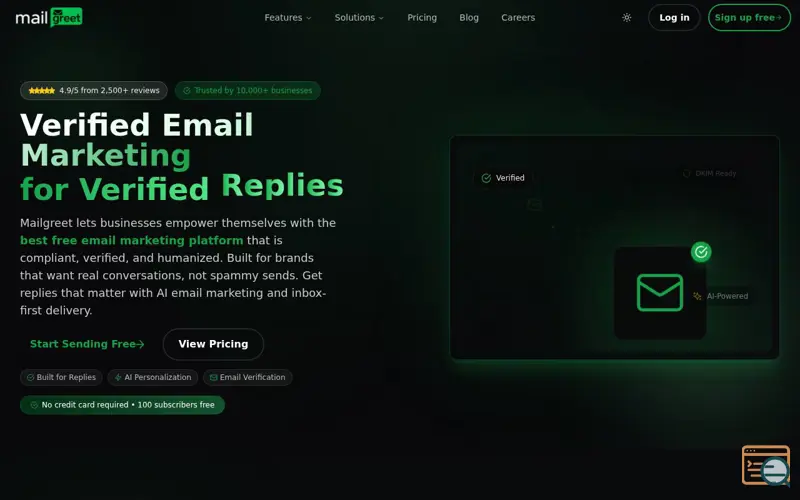 Screenshot of MailGreet