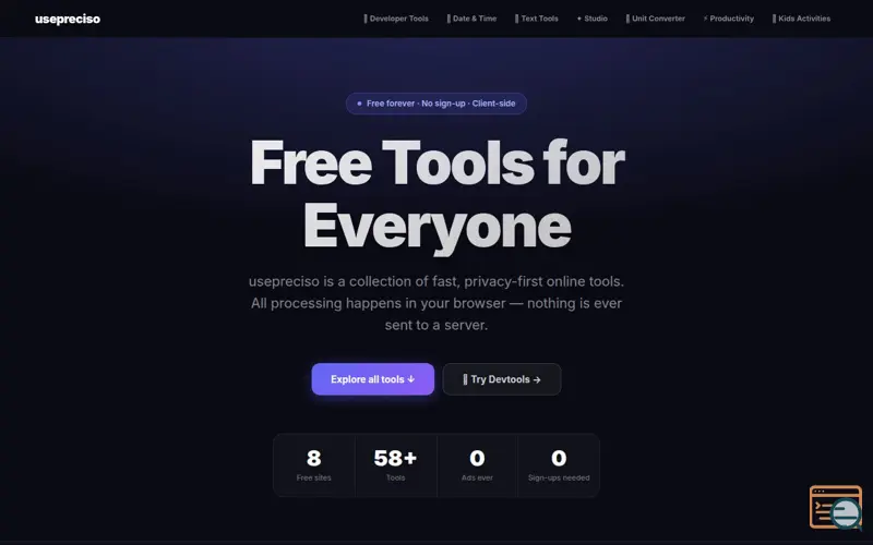 Screenshot of usepreciso