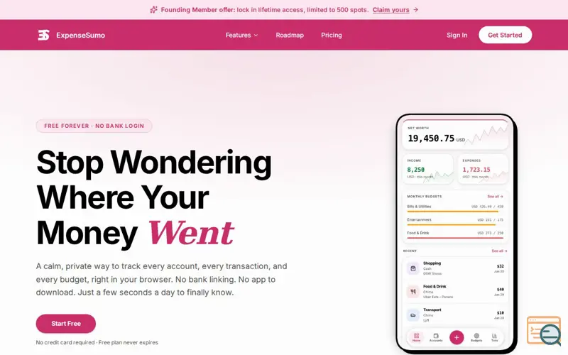 Screenshot of ExpenseSumo