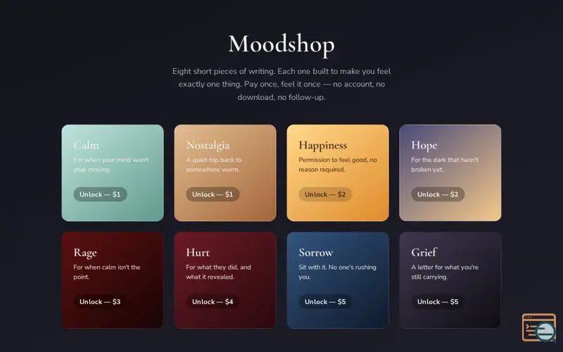 Screenshot of Moodshop