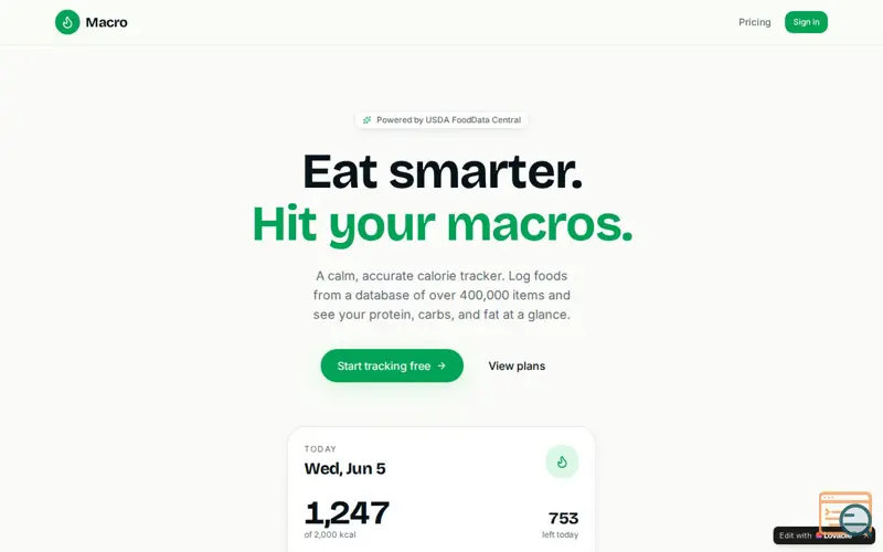 Screenshot of Macro — Track calories, protein, carbs 