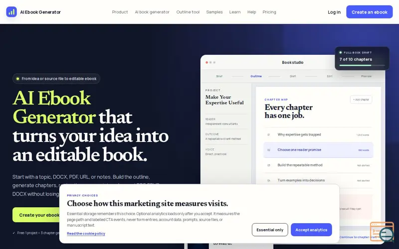 Screenshot of AI Ebook Generator