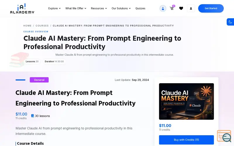 Screenshot of Claude AI Mastery - Course From Alkademy