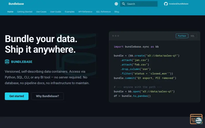 Screenshot of Bundlebase