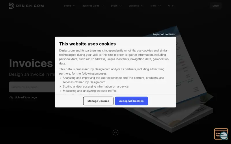 Screenshot of Design.com Invoices Maker