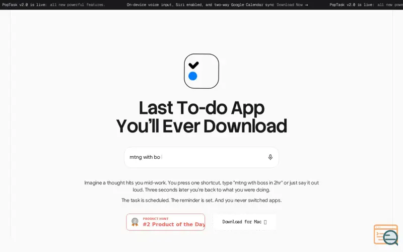 Screenshot of PopTask v2.0