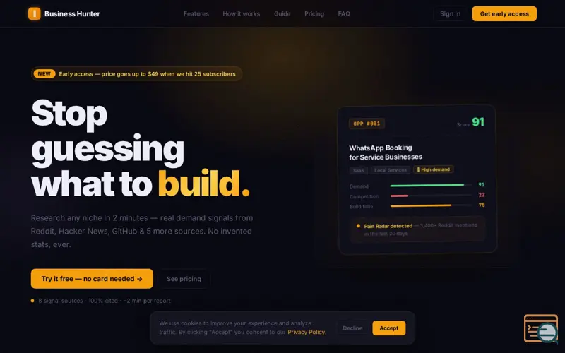 Screenshot of Business Hunter