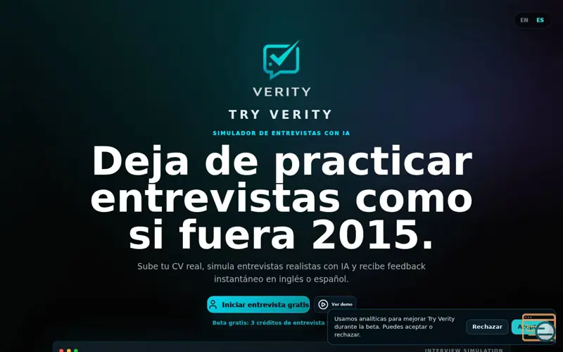 Screenshot of Try Verity