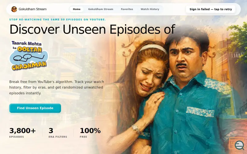 Screenshot of TMKOC Unseen Episode Player