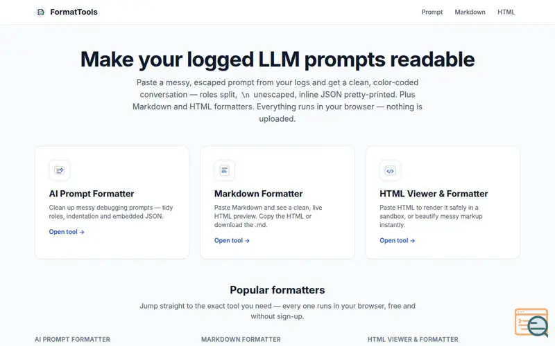Screenshot of FormatTools