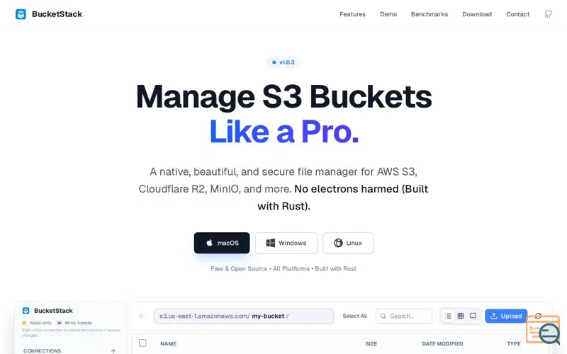 Screenshot of BucketStack