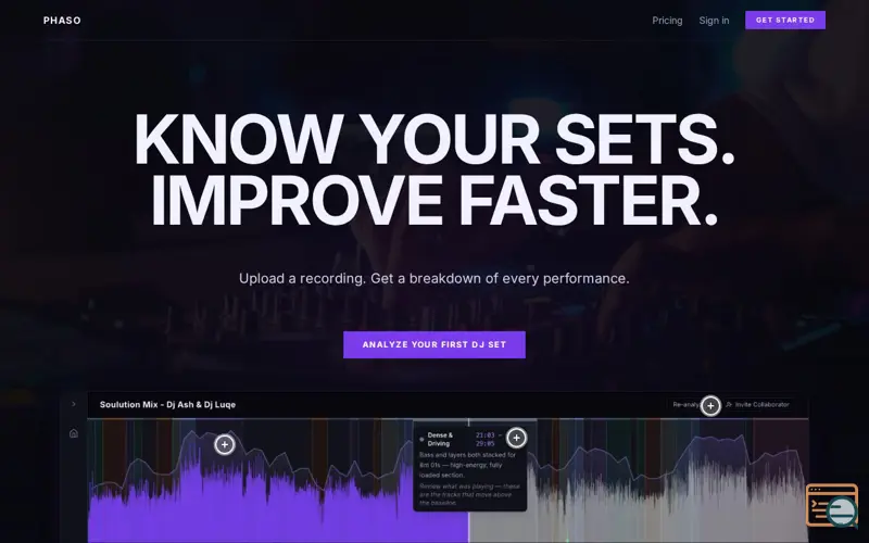 Screenshot of Phaso | DJ Set Analysis & AI Coaching