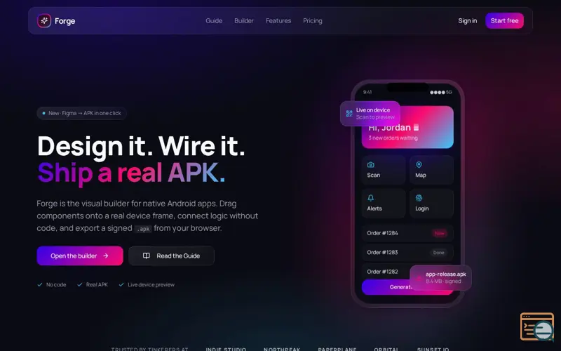 Screenshot of Forge — Design Figma to APK in minutes