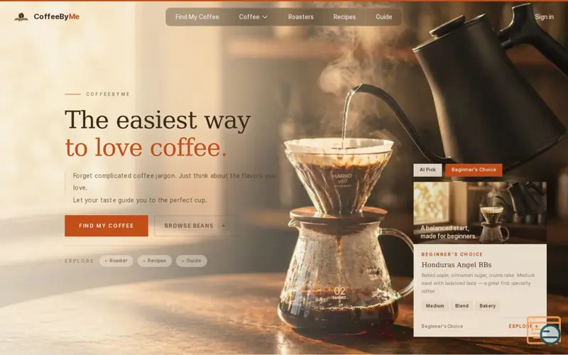 Screenshot of CoffeeByMe