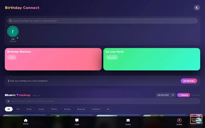 Screenshot of Birthday Connect