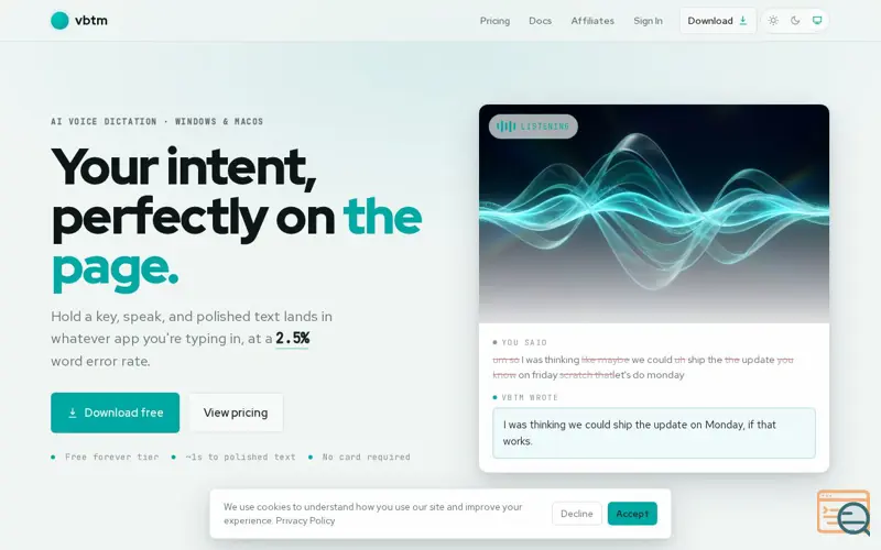 Screenshot of Verbatim