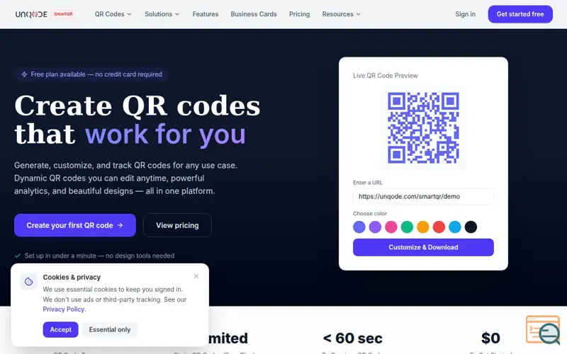 Screenshot of Unqode SmartQR