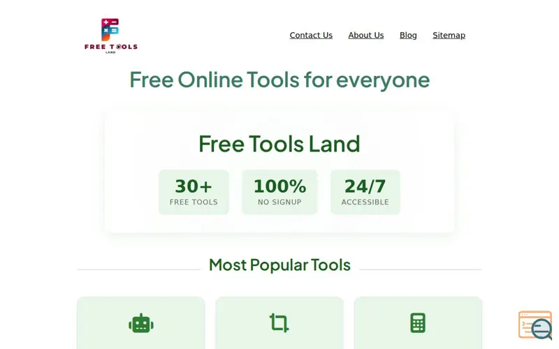Screenshot of Free Tools Land