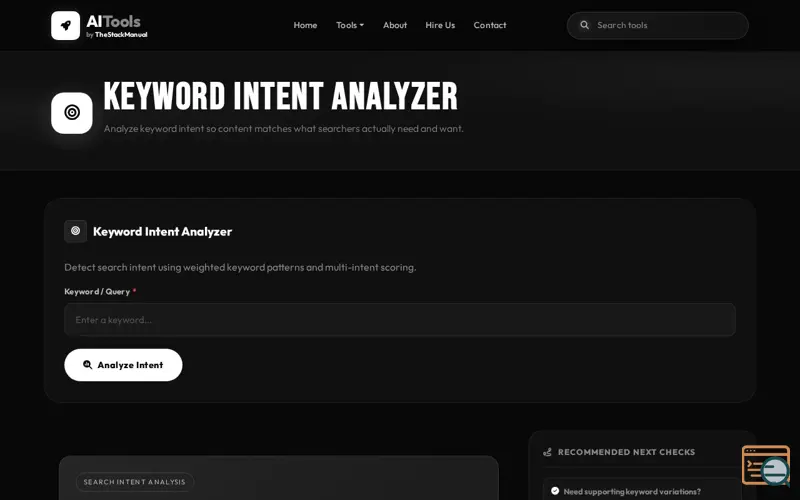 Screenshot of Keyword Intent Analyzer