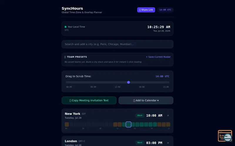 Screenshot of SyncHours