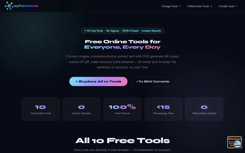 Screenshot of MyFreeWebTools
