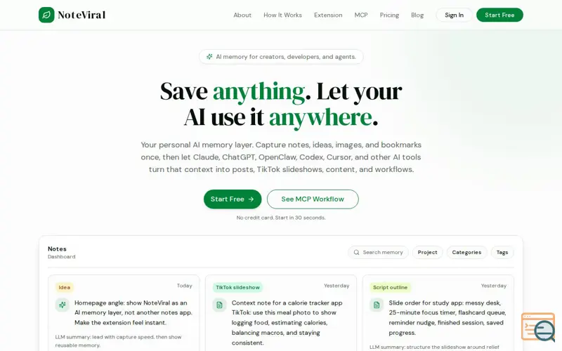 Screenshot of NoteViral