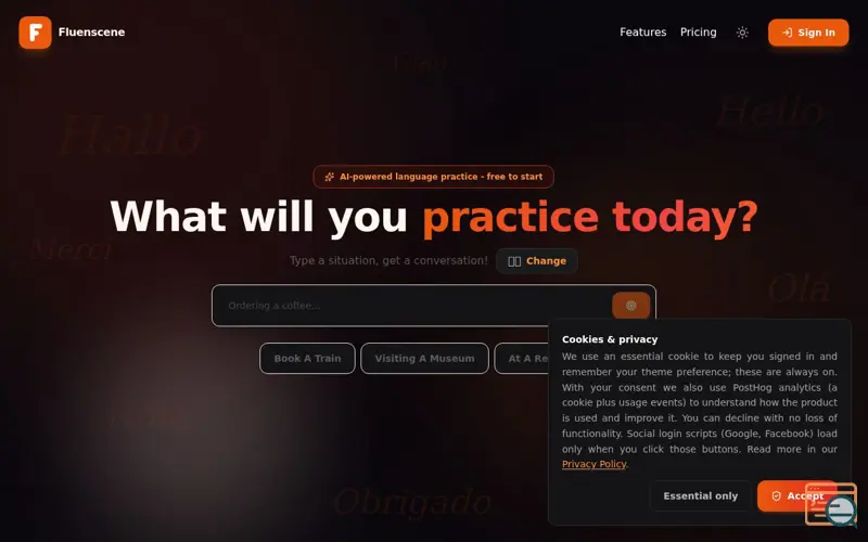 Screenshot of Fluenscene