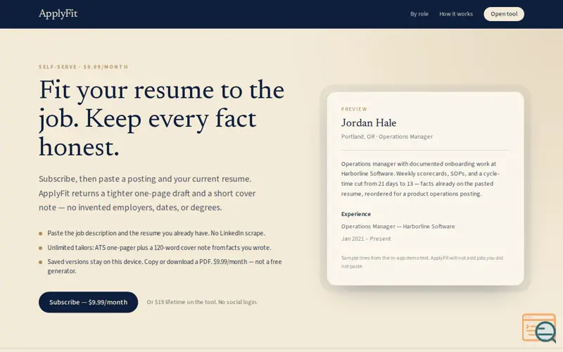 Screenshot of ApplyFit