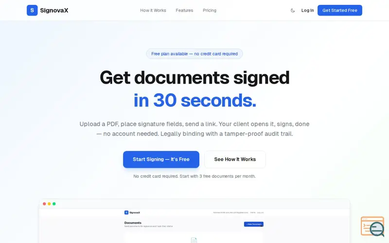 Screenshot of SignovaX