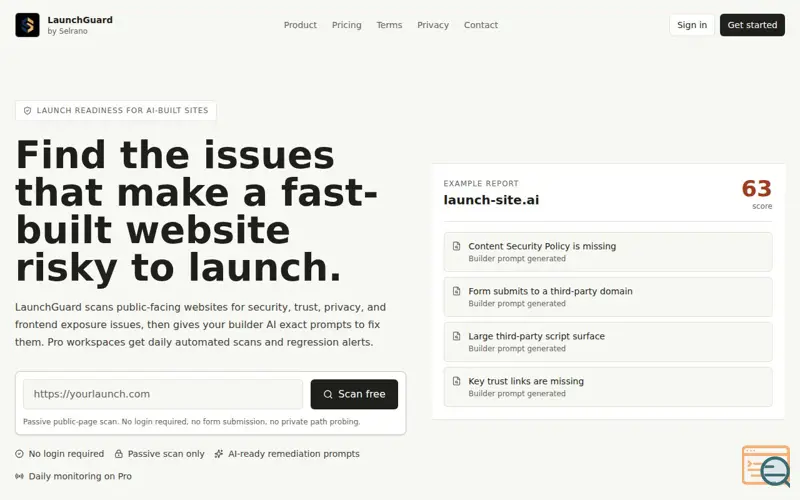 Screenshot of Selrano LaunchGuard