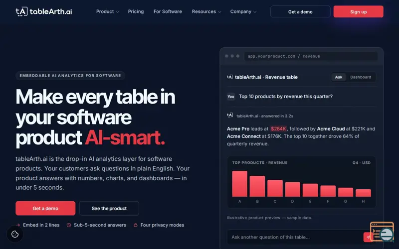 Screenshot of tableArth.ai