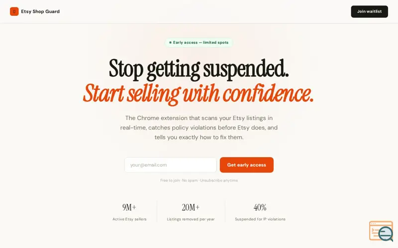 Screenshot of Etsy Shop Guard 